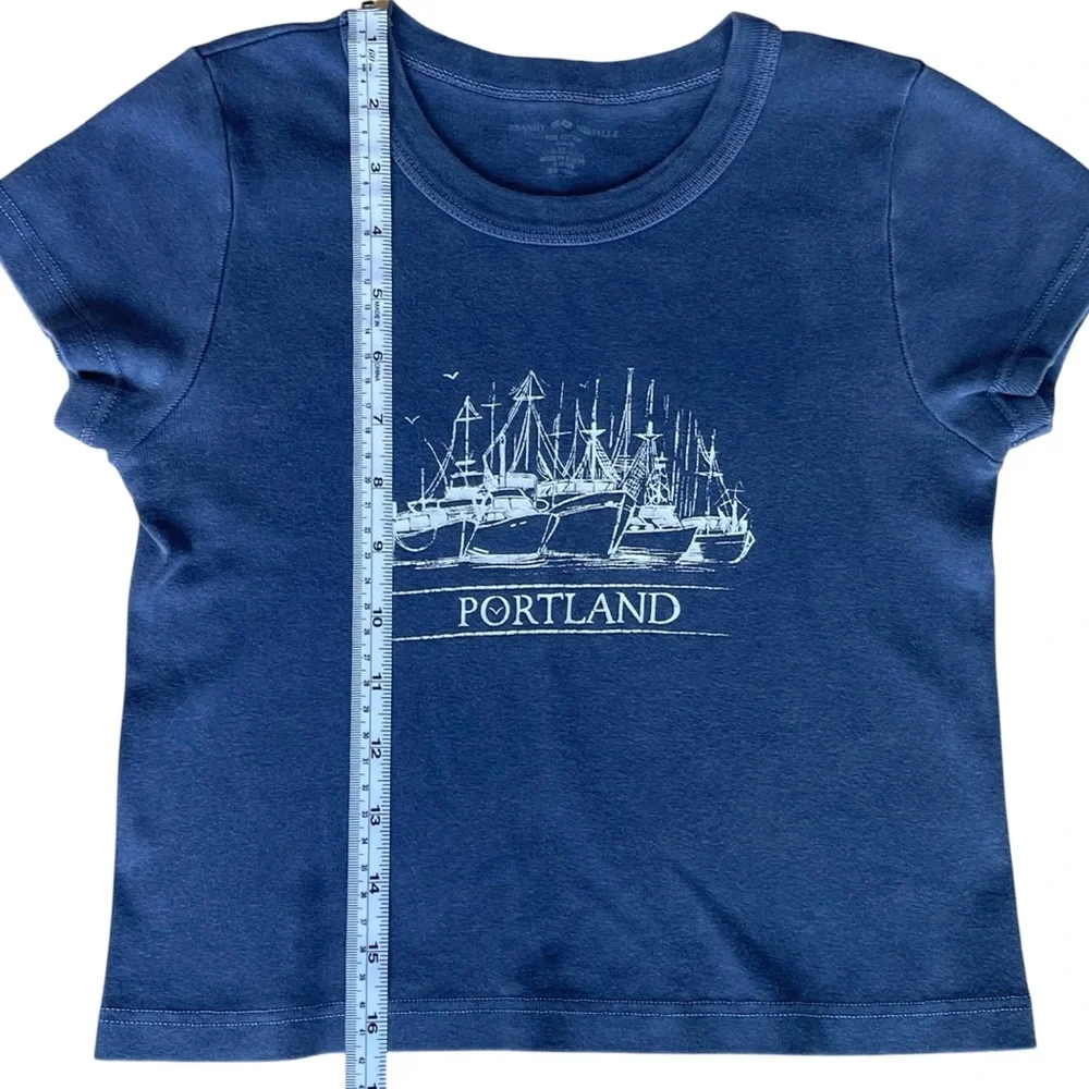 💖 5 for $25 💖 Brandy Melville Blue Gray Graphic Cotton Top– One Size (Fits XS/S) - Picture 6 of 7